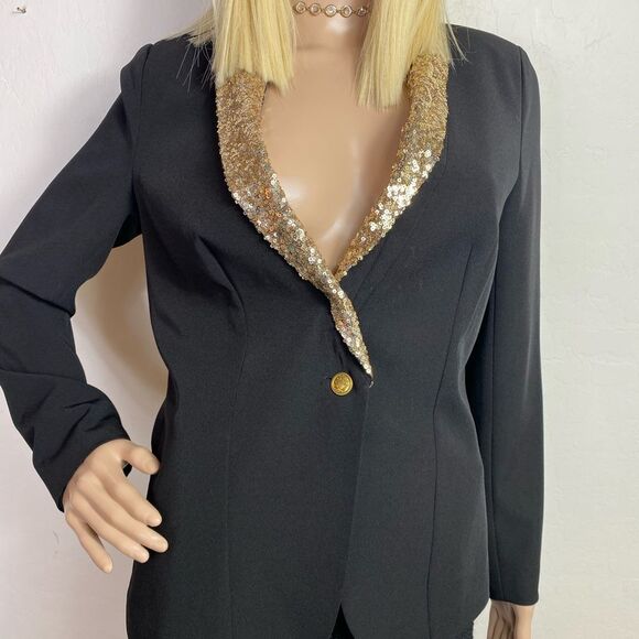 Imaginary Voyage S/M 4-6 blazer jacket with tiny gold sequins on lapel - Picture 3 of 10